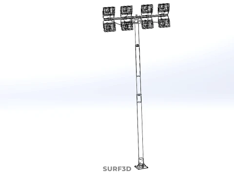 LIGHT POLE 8 ARRAY LED LAMP TOWER RACK HOLDER BRACKET MOUNTING 3D Model