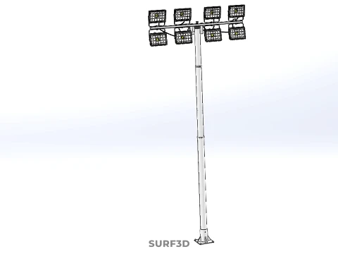 LIGHT POLE 8 ARRAY LED LAMP TOWER RACK HOLDER BRACKET MOUNTING 3D Model