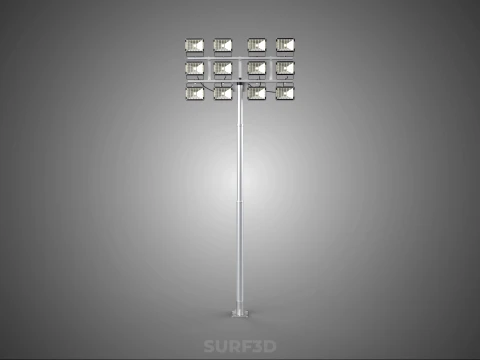전등 기둥 다중 12 LED 램프 장비 타워 랙 거리 공원 경기장 3D 모델