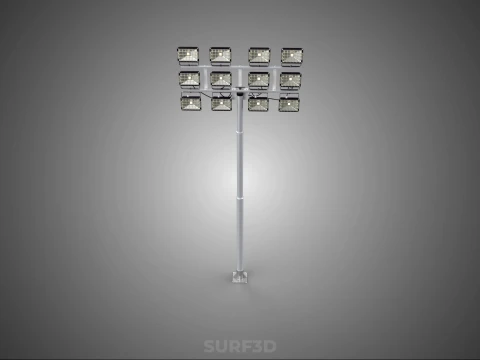 전등 기둥 다중 12 LED 램프 장비 타워 랙 거리 공원 경기장 3D 모델