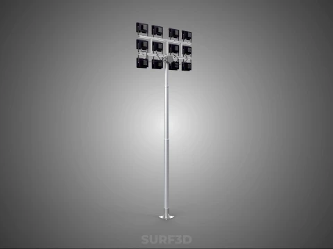 전등 기둥 다중 12 LED 램프 장비 타워 랙 거리 공원 경기장 3D 모델