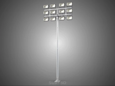 전등 기둥 다중 12 LED 램프 장비 타워 랙 거리 공원 경기장 3D 모델