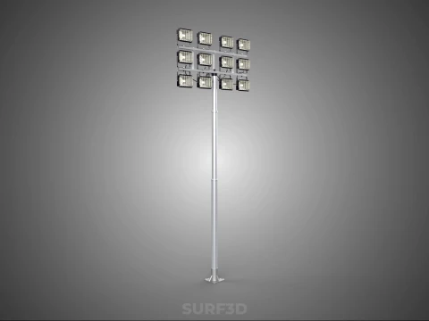 전등 기둥 다중 12 LED 램프 장비 타워 랙 거리 공원 경기장 3D 모델