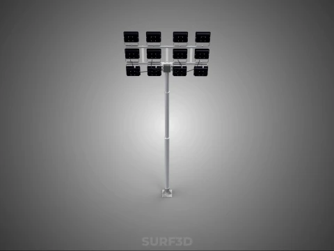 전등 기둥 다중 12 LED 램프 장비 타워 랙 거리 공원 경기장 3D 모델