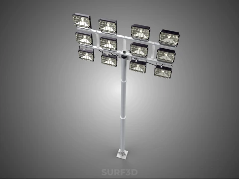 전등 기둥 다중 12 LED 램프 장비 타워 랙 거리 공원 경기장 3D 모델