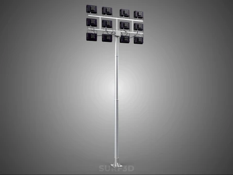 전등 기둥 다중 12 LED 램프 장비 타워 랙 거리 공원 경기장 3D 모델