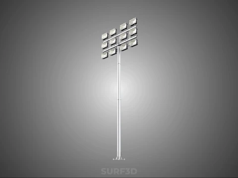전등 기둥 다중 12 LED 램프 장비 타워 랙 거리 공원 경기장 3D 모델