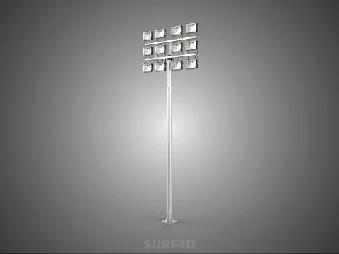 전등 기둥 다중 12 LED 램프 장비 타워 랙 거리 공원 경기장 3D 모델