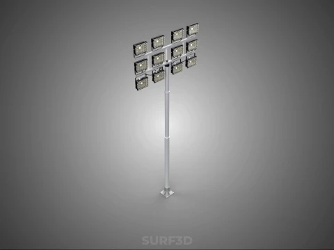 전등 기둥 다중 12 LED 램프 장비 타워 랙 거리 공원 경기장 3D 모델