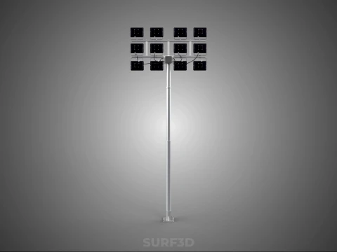 전등 기둥 다중 12 LED 램프 장비 타워 랙 거리 공원 경기장 3D 모델