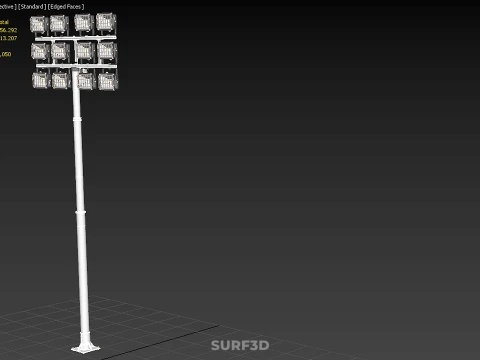 전등 기둥 다중 12 LED 램프 장비 타워 랙 거리 공원 경기장 3D 모델