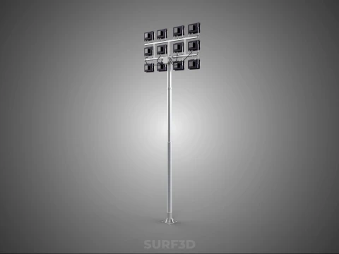전등 기둥 다중 12 LED 램프 장비 타워 랙 거리 공원 경기장 3D 모델