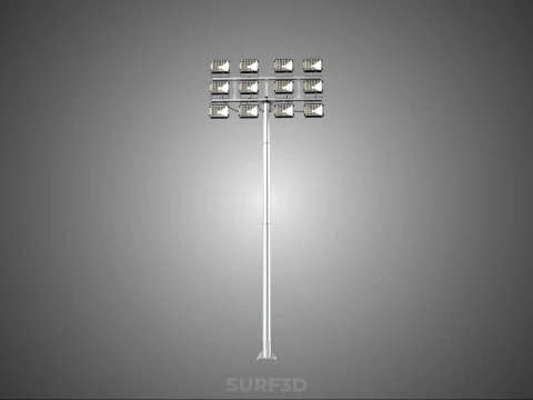 전등 기둥 다중 12 LED 램프 장비 타워 랙 거리 공원 경기장 3D 모델