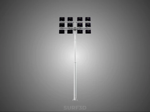 전등 기둥 다중 12 LED 램프 장비 타워 랙 거리 공원 경기장 3D 모델