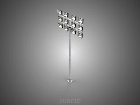 전등 기둥 다중 12 LED 램프 장비 타워 랙 거리 공원 경기장 3D 모델