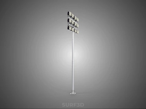 전등 기둥 다중 12 LED 램프 장비 타워 랙 거리 공원 경기장 3D 모델