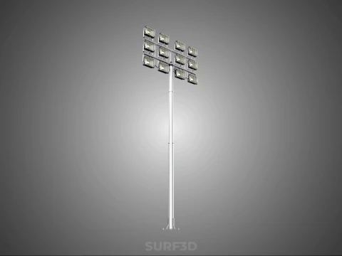 전등 기둥 다중 12 LED 램프 장비 타워 랙 거리 공원 경기장 3D 모델