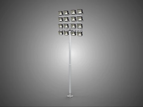 TORRE A COLONNA CON LAMPADE A LED CON 16 LUCI A PALO ALTO MULTIDIREZIONALE Modello 3D