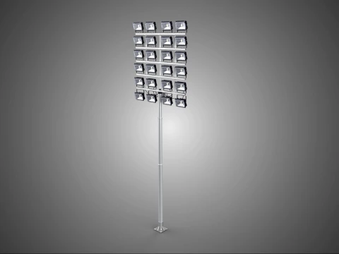 GRANDE STADIO ALTA LUCE A PALO TORRE LAMPADA A LED MONTATA A 24 PANNELLI Modello 3D