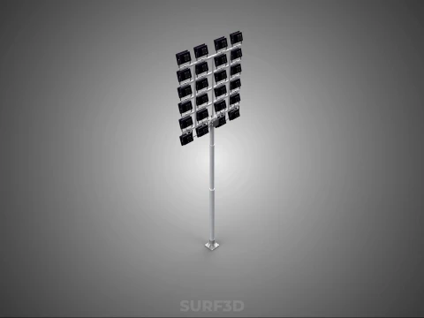 大規模なスタジアムのハイマストライト 24 パネル搭載 LED ランプタワー 3Dモデル