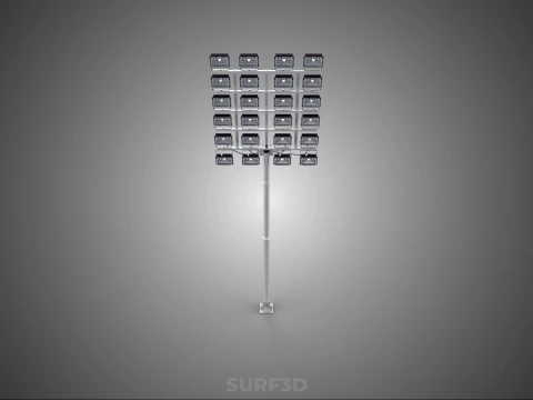大規模なスタジアムのハイマストライト 24 パネル搭載 LED ランプタワー 3Dモデル