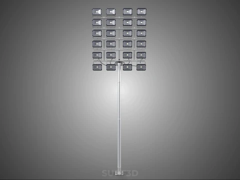 大規模なスタジアムのハイマストライト 24 パネル搭載 LED ランプタワー 3Dモデル