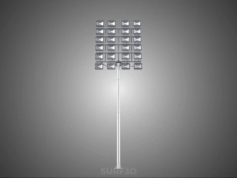 大規模なスタジアムのハイマストライト 24 パネル搭載 LED ランプタワー 3Dモデル