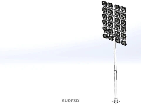 大規模なスタジアムのハイマストライト 24 パネル搭載 LED ランプタワー 3Dモデル