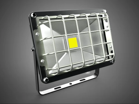 SİYAH LED LAMBA PROJEKTÖR IŞIĞI GÜVENLİK METAL KAFES IZGARA KORUMA 3D Model