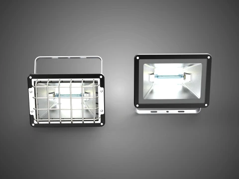 HALOGEN LAMP 2 PANEL MODULE SPOT FLOOD LIGHT LIGHTING FLOODLIGHT 3D Model