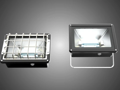 HALOGEN LAMP 2 PANEL MODULE SPOT FLOOD LIGHT LIGHTING FLOODLIGHT 3D Model