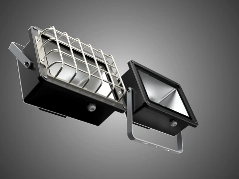 HALOGEN LAMP 2 PANEL MODULE SPOT FLOOD LIGHT LIGHTING FLOODLIGHT 3D Model