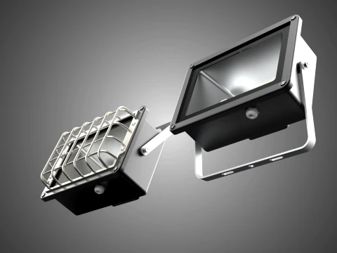 HALOGEN LAMP 2 PANEL MODULE SPOT FLOOD LIGHT LIGHTING FLOODLIGHT 3D Model