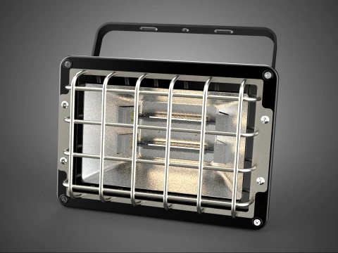 PODW&Oacute;JNA LAMPA 2-Żar&oacute;wkowa HALOGENOWA PUNKTOWA LAMPA METALOWA OSŁONA GRILLA WENTYLATORA Model 3D
