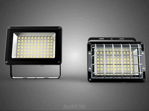 BLACK FLOODLIGHT MULTIPLE ARRAY ROW LED LAMP LIGHT GRILLE GUARD 3D Model