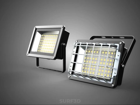 BLACK FLOODLIGHT MULTIPLE ARRAY ROW LED LAMP LIGHT GRILLE GUARD 3D Model