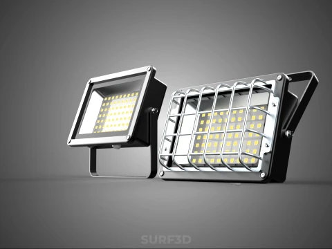 BLACK FLOODLIGHT MULTIPLE ARRAY ROW LED LAMP LIGHT GRILLE GUARD 3D Model