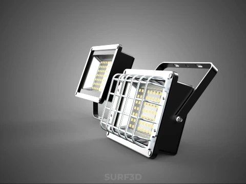 BLACK FLOODLIGHT MULTIPLE ARRAY ROW LED LAMP LIGHT GRILLE GUARD 3D Model