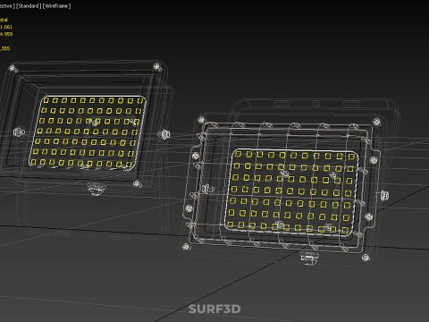 BLACK FLOODLIGHT MULTIPLE ARRAY ROW LED LAMP LIGHT GRILLE GUARD 3D Model