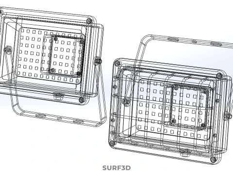 BLACK FLOODLIGHT MULTIPLE ARRAY ROW LED LAMP LIGHT GRILLE GUARD 3D Model