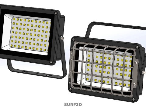 BLACK FLOODLIGHT MULTIPLE ARRAY ROW LED LAMP LIGHT GRILLE GUARD 3D Model
