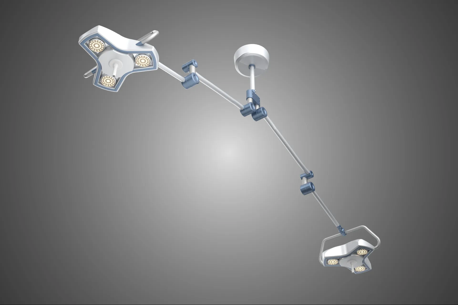 DUAL HEAD CEILING LED LAMP LIGHT SURGICAL ARM LIGHTING HOSPITAL 3D Model .c4d .max .obj .3ds .fbx .stl .blend 