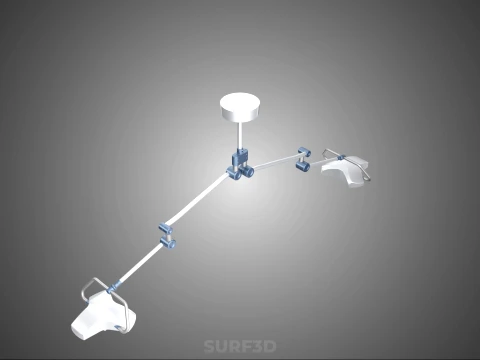 DUAL HEAD CEILING LED LAMP LIGHT SURGICAL ARM LIGHTING HOSPITAL 3D Model