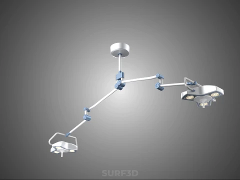 DUAL HEAD CEILING LED LAMP LIGHT SURGICAL ARM LIGHTING HOSPITAL 3D Model