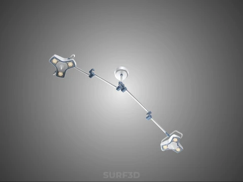 DUAL HEAD CEILING LED LAMP LIGHT SURGICAL ARM LIGHTING HOSPITAL 3D Model