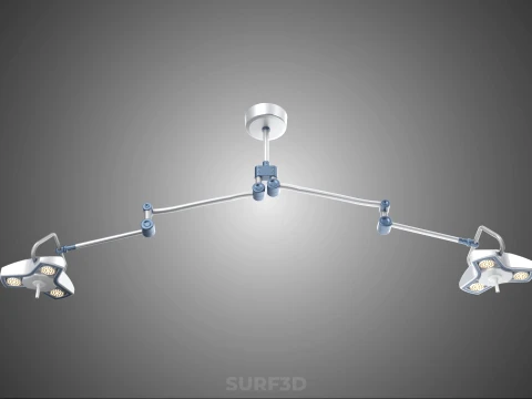 DUAL HEAD CEILING LED LAMP LIGHT SURGICAL ARM LIGHTING HOSPITAL 3D Model