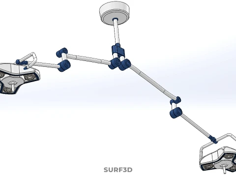 DUAL HEAD CEILING LED LAMP LIGHT SURGICAL ARM LIGHTING HOSPITAL 3D Model