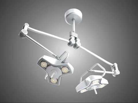 DOS 2 BRAZO DE CABEZA MONTADO EN EL TECHO L&Aacute;MPARA LED LUZ CIRUG&Iacute;A QUIR&Uacute;RGICA Modelo 3D
