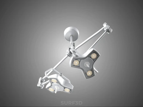 TWO 2 HEAD ARM CEILING MOUNTED LED LAMP LIGHT SURGICAL SURGERY 3D Model