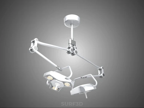 TWO 2 HEAD ARM CEILING MOUNTED LED LAMP LIGHT SURGICAL SURGERY 3D Model